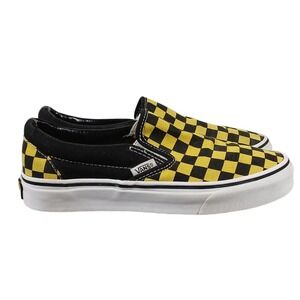 Vans Classic Slip On Size 5 Mens Yellow Black Checkerboard Skater Retro Sneakers